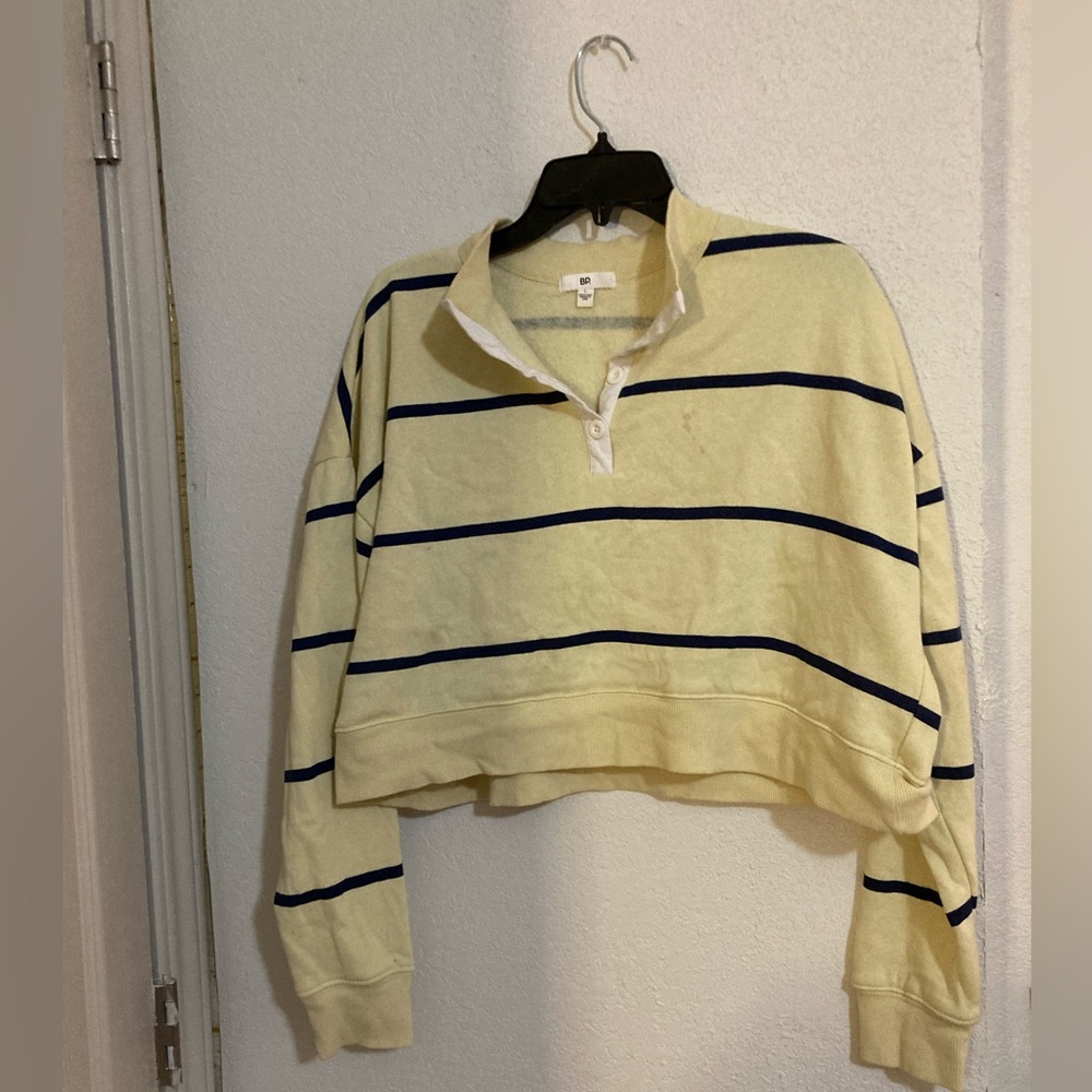 BP Yellow and Navy Striped Women's Sweatshirt